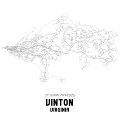 Vinton Virginia. US street map with black and white lines.