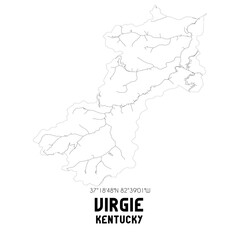 Virgie Kentucky. US street map with black and white lines.