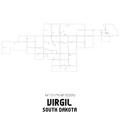 Virgil South Dakota. US street map with black and white lines.