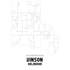 Vinson Oklahoma. US street map with black and white lines.