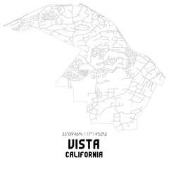Vista California. US street map with black and white lines.