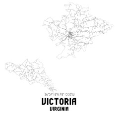 Victoria Virginia. US street map with black and white lines.