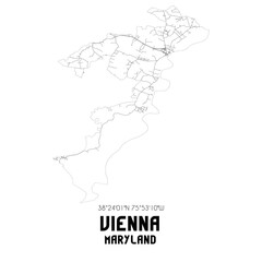 Fototapeta premium Vienna Maryland. US street map with black and white lines.