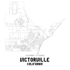 Fototapeta na wymiar Victorville California. US street map with black and white lines.