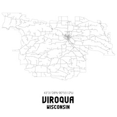 Viroqua Wisconsin. US street map with black and white lines.