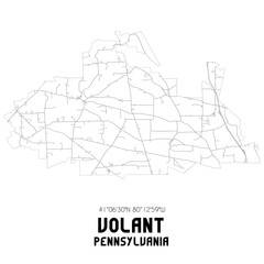 Volant Pennsylvania. US street map with black and white lines.