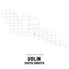 Volin South Dakota. US street map with black and white lines.