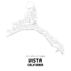 Vista California. US street map with black and white lines.