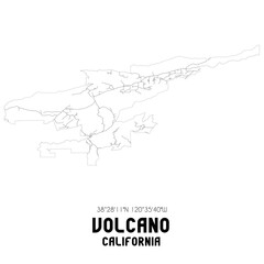Volcano California. US street map with black and white lines.