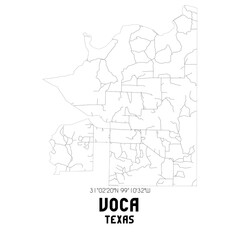Voca Texas. US street map with black and white lines.