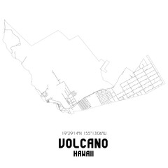 Volcano Hawaii. US street map with black and white lines.