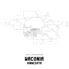 Waconia Minnesota. US street map with black and white lines.
