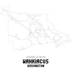 Wahkiacus Washington. US street map with black and white lines.