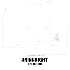 Wainwright Oklahoma. US street map with black and white lines.