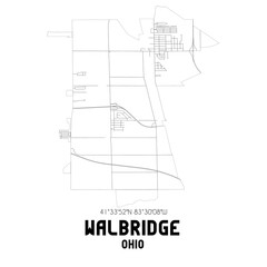 Walbridge Ohio. US street map with black and white lines.