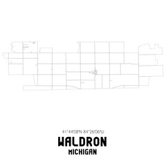 Waldron Michigan. US street map with black and white lines.
