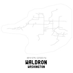 Waldron Washington. US street map with black and white lines.