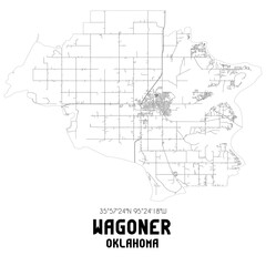 Fototapeta na wymiar Wagoner Oklahoma. US street map with black and white lines.