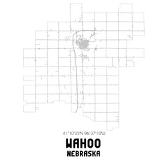 Wahoo Nebraska. US street map with black and white lines.