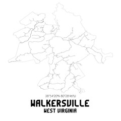 Walkersville West Virginia. US street map with black and white lines.