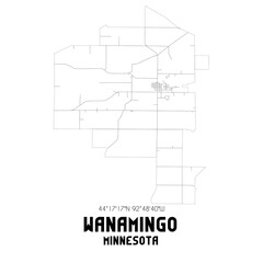 Wanamingo Minnesota. US street map with black and white lines.