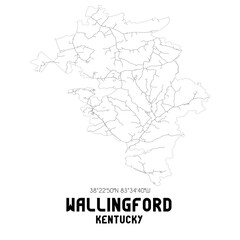 Wallingford Kentucky. US street map with black and white lines.