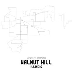 Walnut Hill Illinois. US street map with black and white lines.