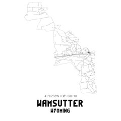 Wamsutter Wyoming. US street map with black and white lines.