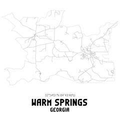 Warm Springs Georgia. US street map with black and white lines.