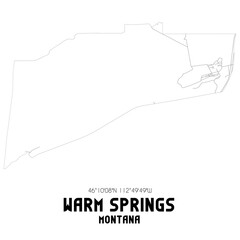 Warm Springs Montana. US street map with black and white lines.