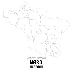 Ward Alabama. US street map with black and white lines.