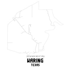 Waring Texas. US street map with black and white lines.