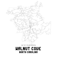 Walnut Cove North Carolina. US street map with black and white lines.