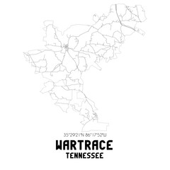 Wartrace Tennessee. US street map with black and white lines.