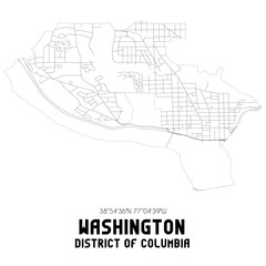 Washington District of Columbia. US street map with black and white lines.