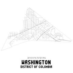 Washington District of Columbia. US street map with black and white lines.