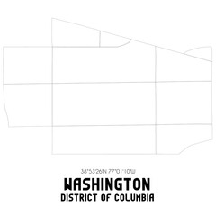 Washington District of Columbia. US street map with black and white lines.