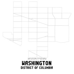 Washington District of Columbia. US street map with black and white lines.