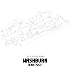 Washburn Tennessee. US street map with black and white lines.