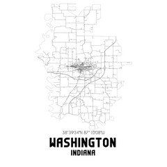 Washington Indiana. US street map with black and white lines.