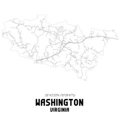 Washington Virginia. US street map with black and white lines.