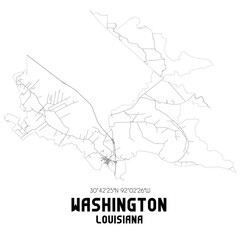 Washington Louisiana. US street map with black and white lines.