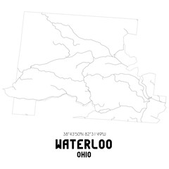 Waterloo Ohio. US street map with black and white lines.