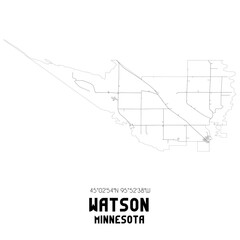 Watson Minnesota. US street map with black and white lines.