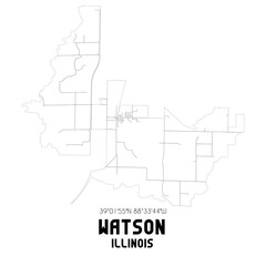 Watson Illinois. US street map with black and white lines.