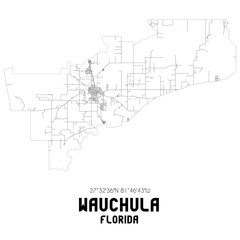 Wauchula Florida. US street map with black and white lines.