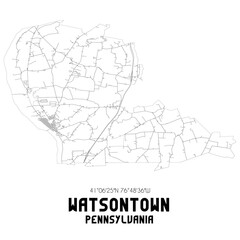 Watsontown Pennsylvania. US street map with black and white lines.