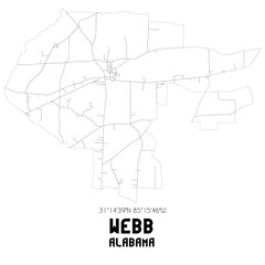Webb Alabama. US street map with black and white lines.