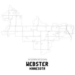 Webster Minnesota. US street map with black and white lines.