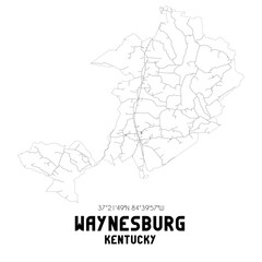 Waynesburg Kentucky. US street map with black and white lines.